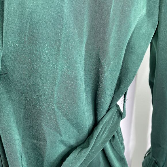 Studio Fun Green Button Front Long Sleeve Belted Coat Women's Size Small S - Picture 3 of 12